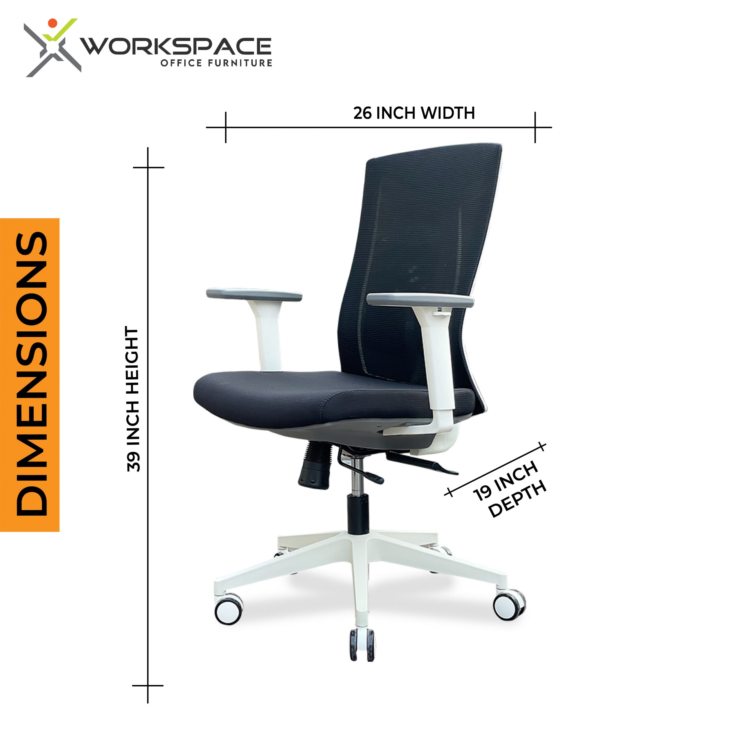 Apex-Manager Chair (Black) - Dimensions
